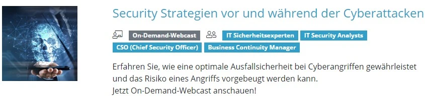 Banner ,,Security Strategien vor und während der Cyberattacke"